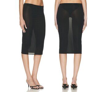 Courrèges Second Skin Tube Mesh Midi Skirt With Built-in Underwear Black Medium
